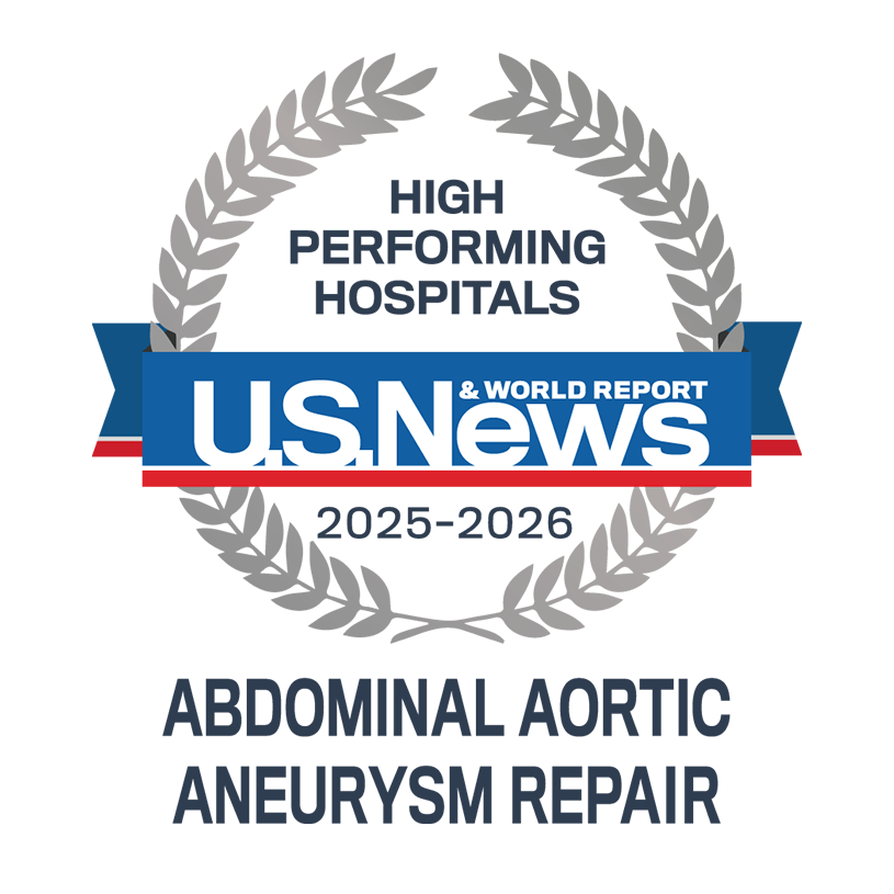 U.S. News & World Report High Performing Hospital for Abdominal Aortic Aneurysm Repair Badge