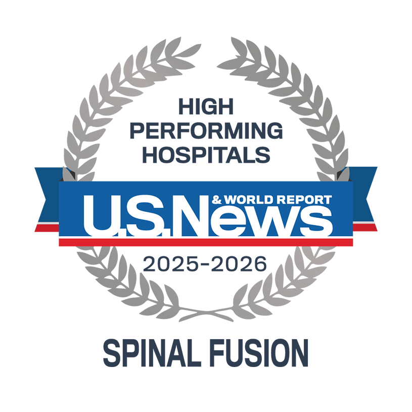 U.S. News & World Report High Performing Hospital for Back Surgery 2025-2026 Badge