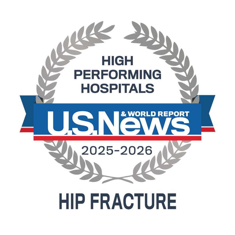 U.S. News & World Report High Performing Hospital for Hip Fracture 2025-2026 Badge