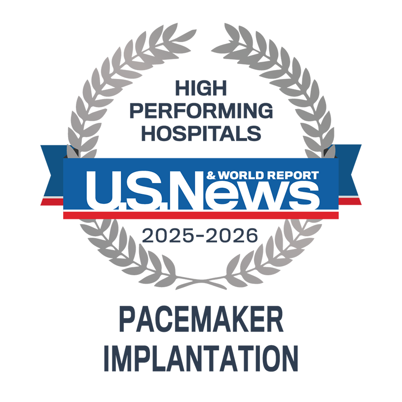 U.S. News & World Report High Performing Hospital for Pacemaker Implantation 2025-2026 Badge