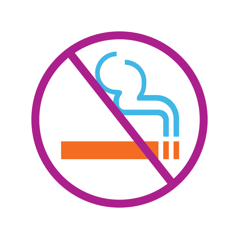 Iconography of a cigarette with a no symbol over it