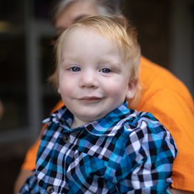  Aiden looking at camera, wearing blue plaid shirt