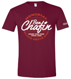 Maroon T-Shirt for Chafin blood drive event