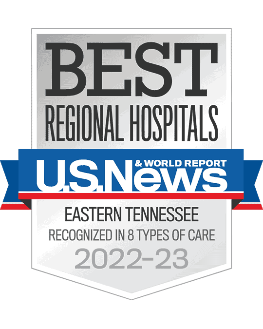 Awards badge for Best Regional Hospitals in East Tennessee for 8 Types of Care - U.S. News and World Report 2022-23