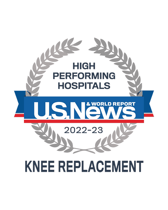 Awards badge for High Performing Hospitals for Knee Replacement - U.S. News and World Report 2022-23