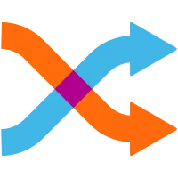 Illustrated icon of intersecting arrows