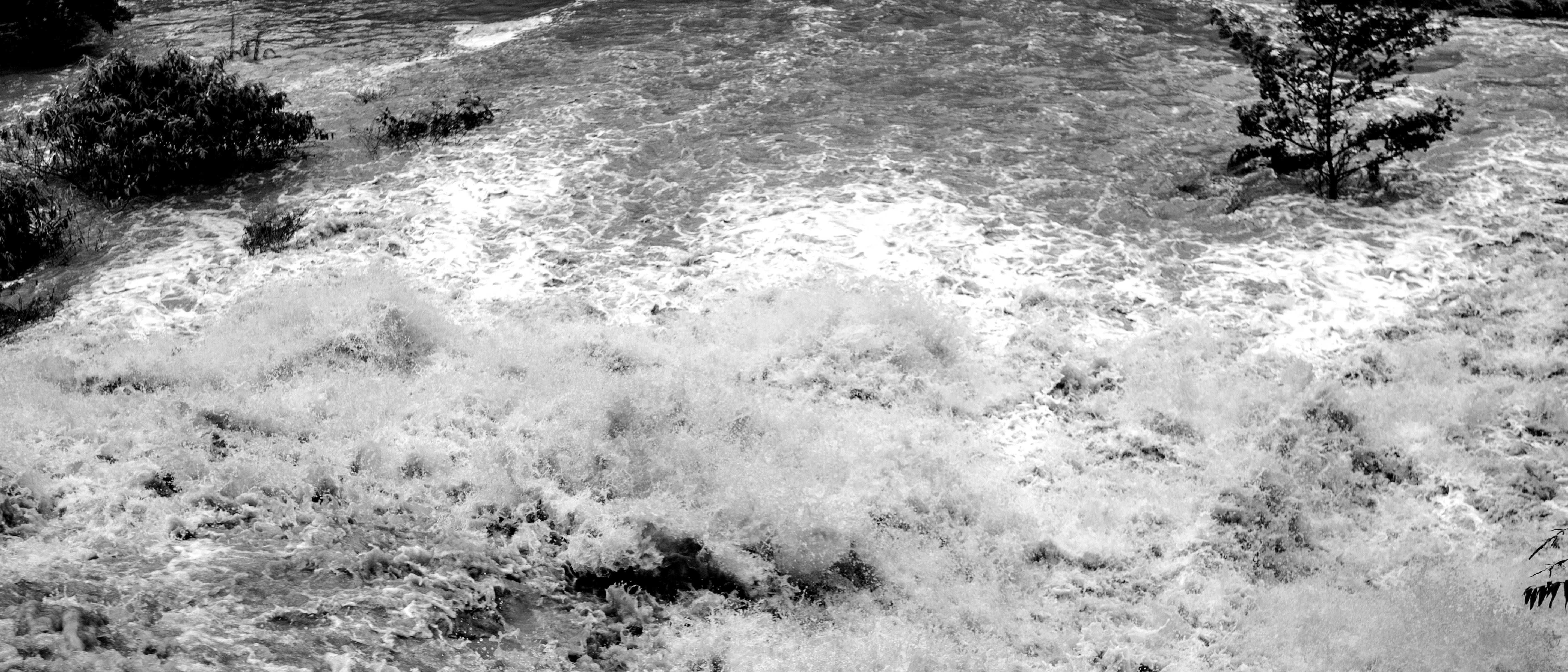 black and white image of floodwaters