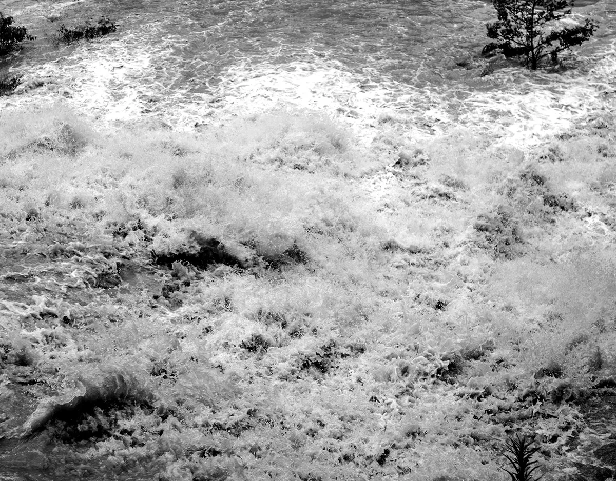 black and white image of floodwaters