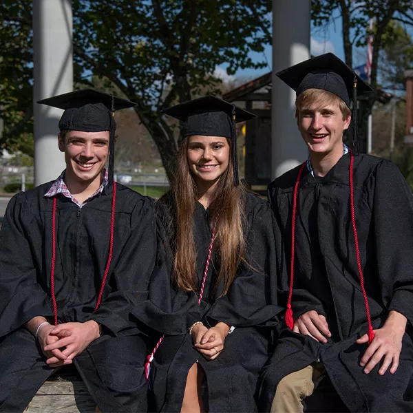 High school students in cap and gown