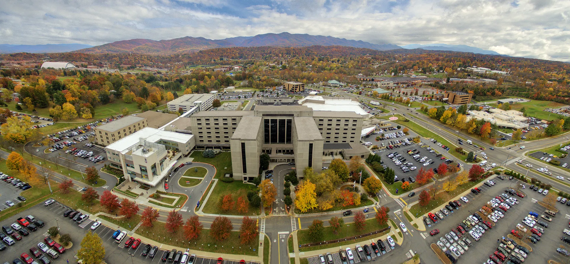 Johnson City Medical Center panoramic aerial view