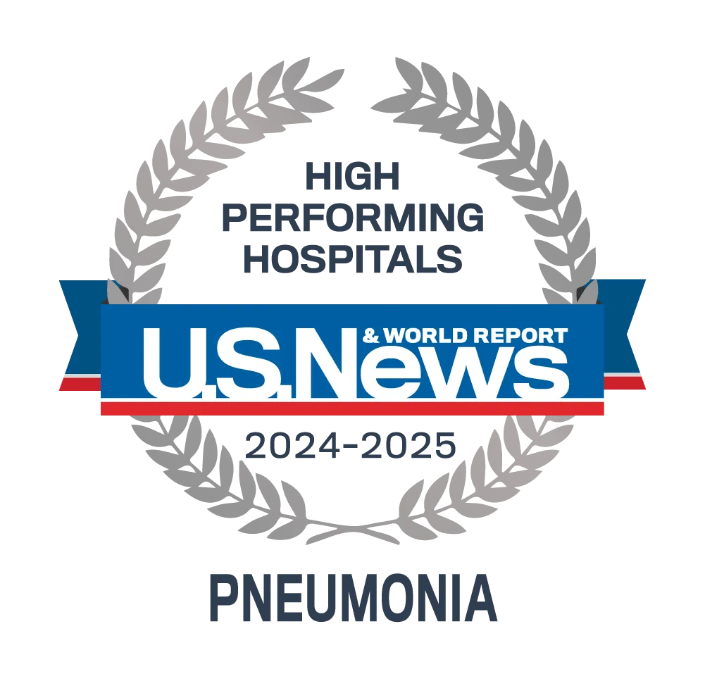 U.S. News & World Report High Performing Hospital Badge for Pneumonia