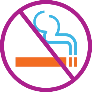 Iconography of a cigarette with a no symbol over it