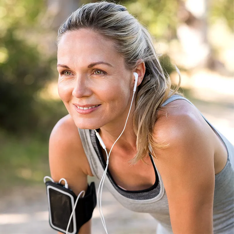 Photo of woman getting ready to exercise