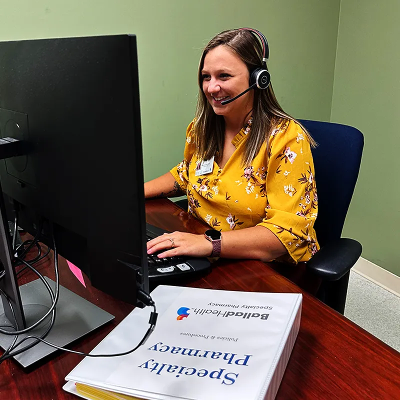 Photo of Ballad Health Specialty Pharmacist on a call with a patient
