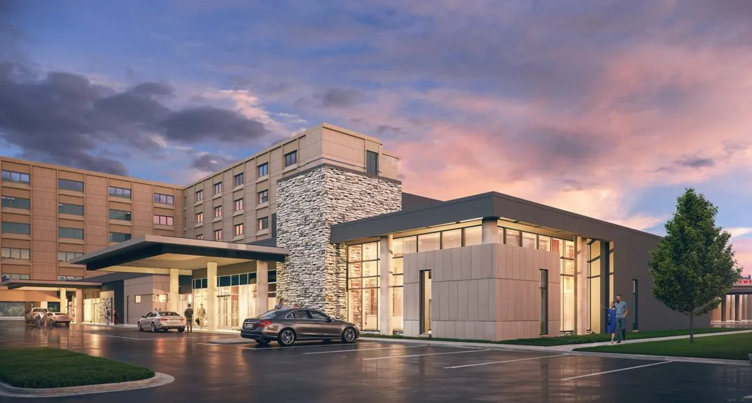 Exterior render of the planned expansion of Johnson City Medical Center's ER expansion
