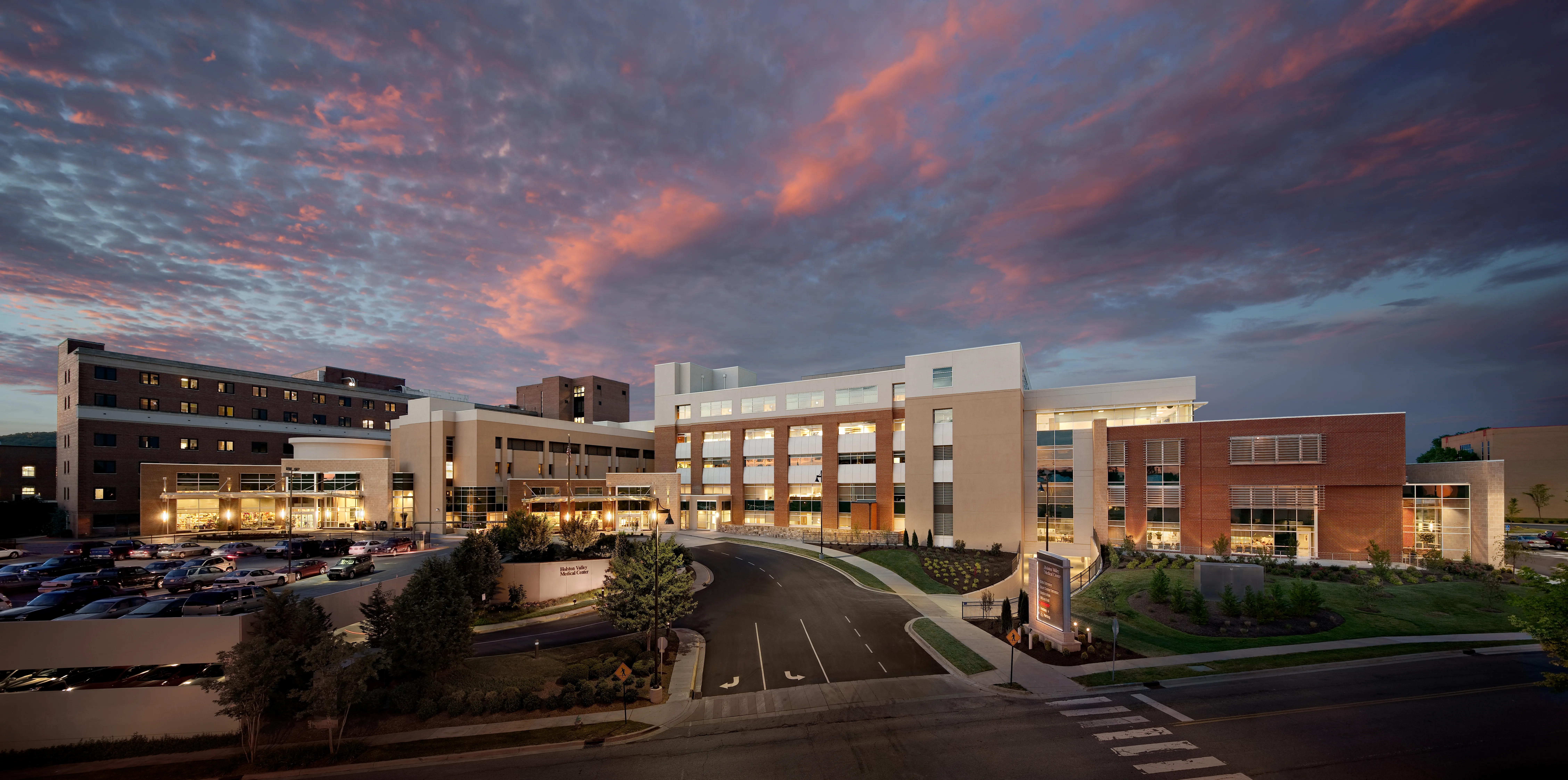 Holston Valley Medical Center exterior building twilight sky
