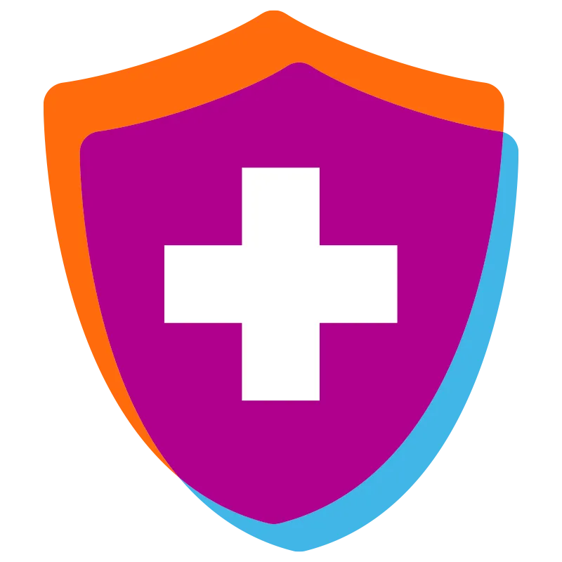 Shield icon with medical cross in middle